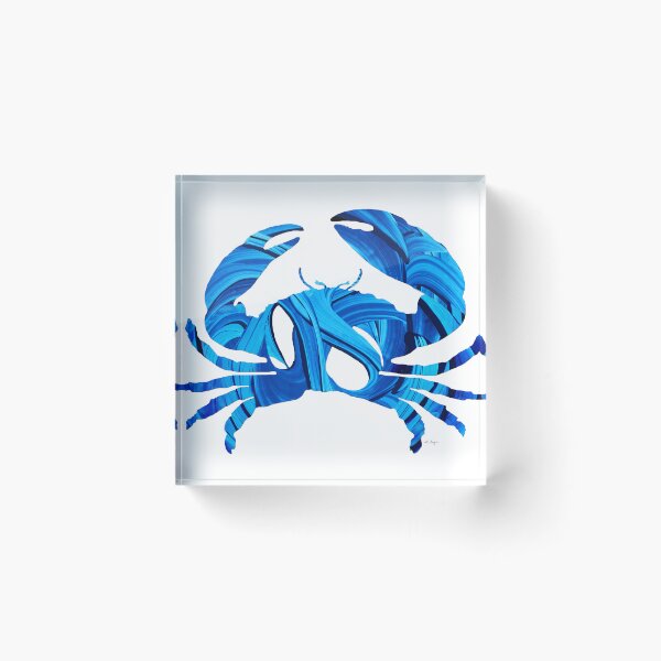 Item preview, Blue And White Beach Crab Art designed and sold by Sharon Cummings Art.