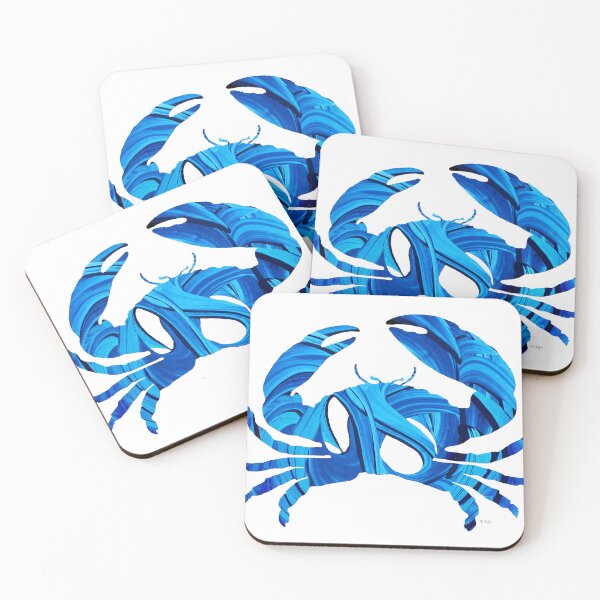 Item preview, Blue And White Beach Crab Art designed and sold by Sharon Cummings Art.