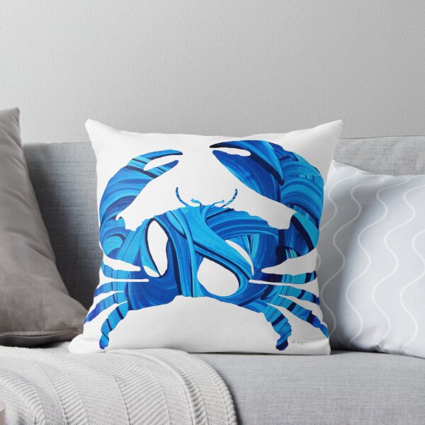 Item preview, Blue And White Beach Crab Art designed and sold by Sharon Cummings Art.