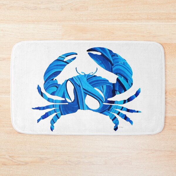 Item preview, Blue And White Beach Crab Art designed and sold by Sharon Cummings Art.