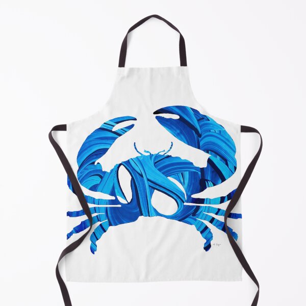 Item preview, Blue And White Beach Crab Art designed and sold by Sharon Cummings Art.
