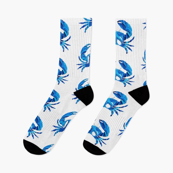 Item preview, Blue And White Beach Crab Art designed and sold by Sharon Cummings Art.