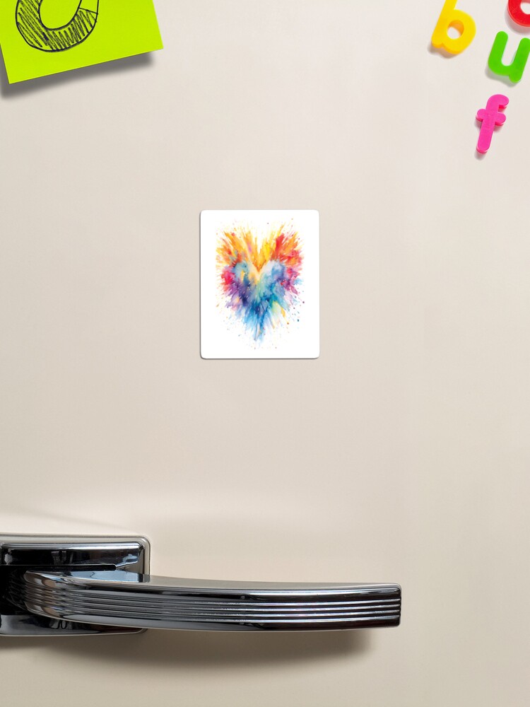 Magnet, Vivid abstract watercolor heart designed and sold by ColorsByNatasha