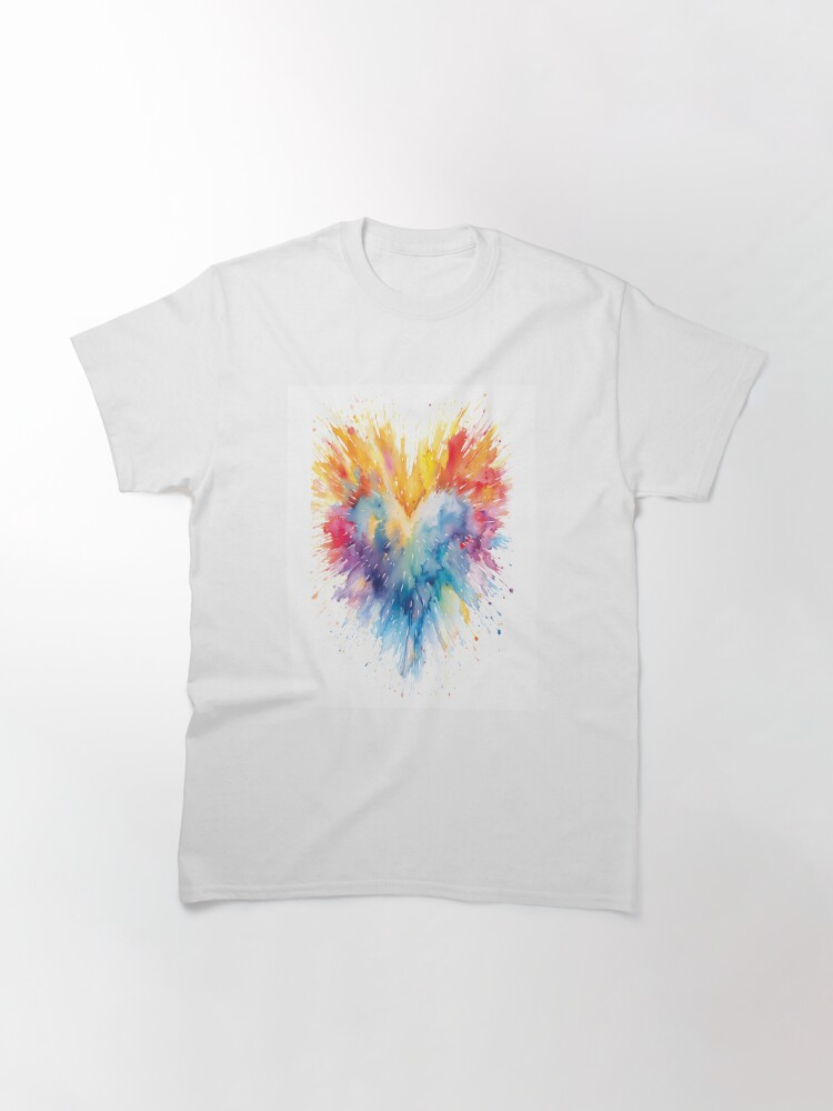 Classic T-Shirt, Vivid abstract watercolor heart designed and sold by ColorsByNatasha