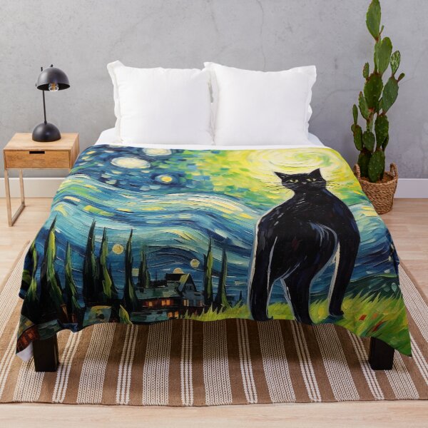 Item preview, Cat Van gogh Inspired Starry Night Painting for Van gogh Lovers designed and sold by Vangoholic.