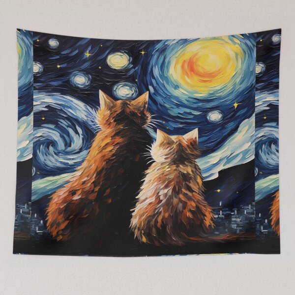 Item preview, Cat Van gogh Inspired Starry Night Painting for Van gogh Lovers designed and sold by Vangoholic.