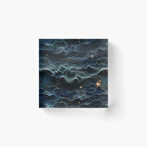 Item preview, 3D Midnight Blue Sky Cloud and Stars Pattern designed and sold by wizardsncastles.