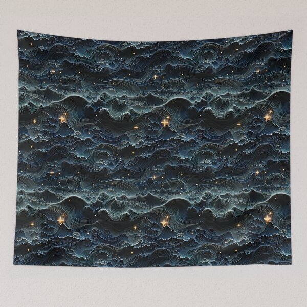 Item preview, 3D Midnight Blue Sky Cloud and Stars Pattern designed and sold by wizardsncastles.
