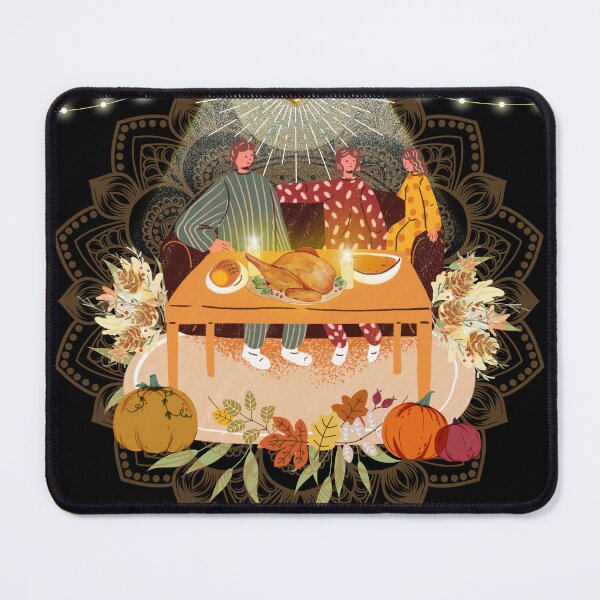 Item preview, Thanksgiving Dinner with family, parents and daughter, orange and food colors designed and sold by ariverde.