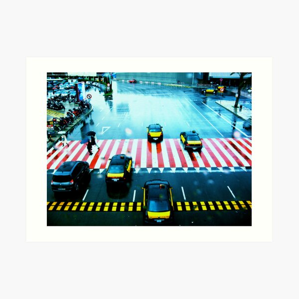Cabs & the Candy striped crosswalk Art Print