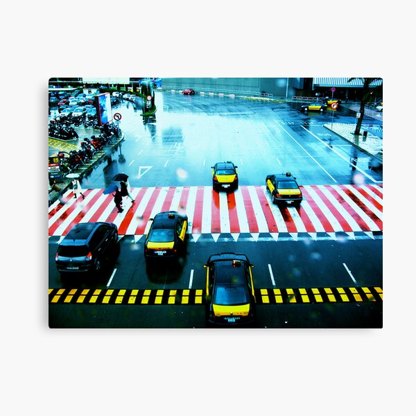 Cabs & the Candy striped crosswalk Canvas Print