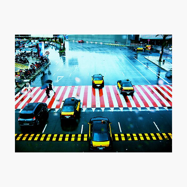 Cabs & the Candy striped crosswalk Photographic Print