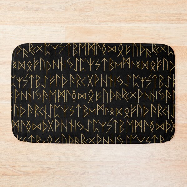 Item preview, Elder Futhark Norse Runes Pattern - Black and Gold designed and sold by AllRyeTea.