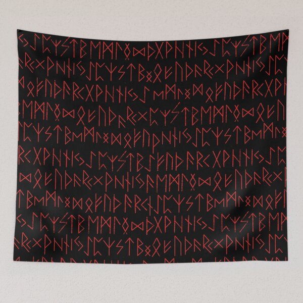 Item preview, Elder Futhark Norse Runes Pattern - Black and Red designed and sold by AllRyeTea.