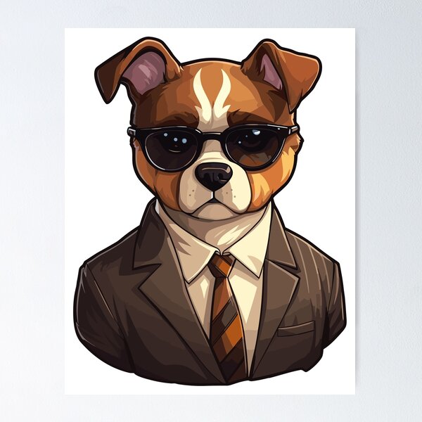 Item preview, Perro de oficina con traje Pegatina designed and sold by Cultour.
