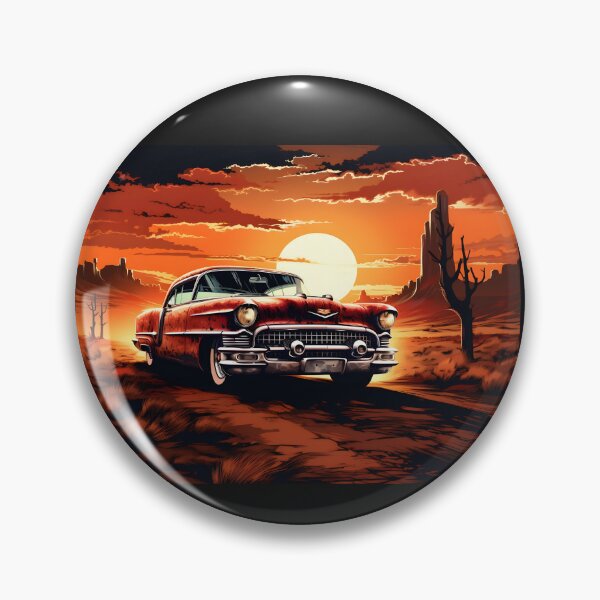 Item preview, Vintage american classic car in the desert at sunset designed and sold by AI-Only Creations.