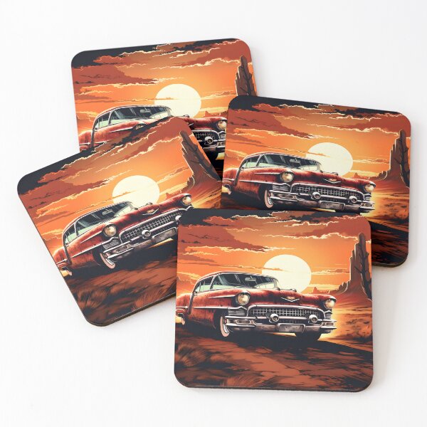 Item preview, Vintage american classic car in the desert at sunset designed and sold by AI-Only Creations.