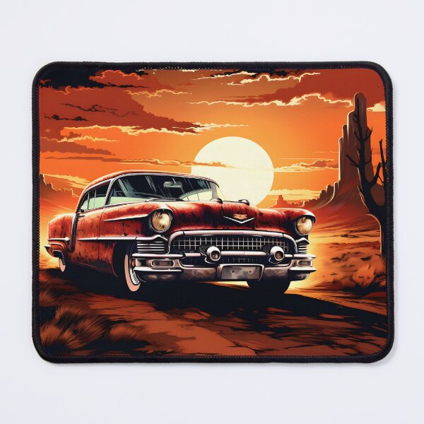 Item preview, Vintage american classic car in the desert at sunset designed and sold by AI-Only Creations.