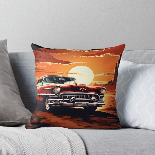 Item preview, Vintage american classic car in the desert at sunset designed and sold by AI-Only Creations.