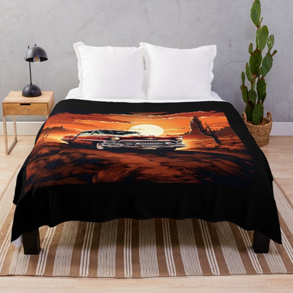 Item preview, Vintage american classic car in the desert at sunset designed and sold by AI-Only Creations.
