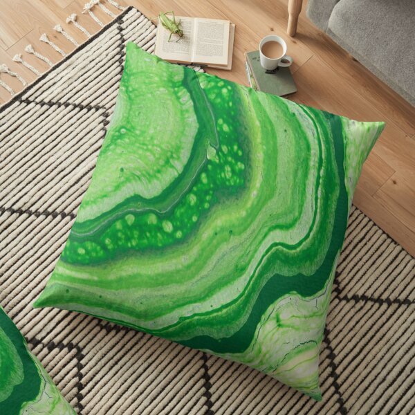 Green Geode Acrylic Pour Floor Pillow