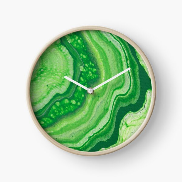 Green Geode Acrylic Pour Clock