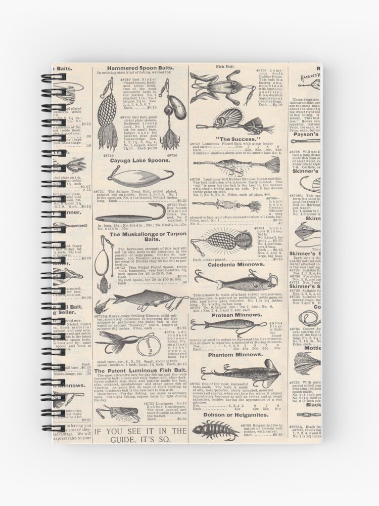 Fishing Lures Vintage Newsprint Advertising Antique Spiral Notebook for  Sale by antiqueart