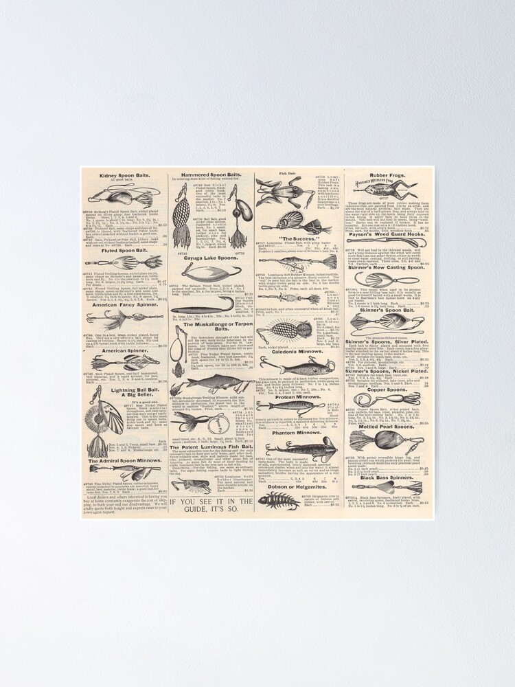 Fishing Lures Vintage Newsprint Advertising Antique Poster for Sale by  antiqueart