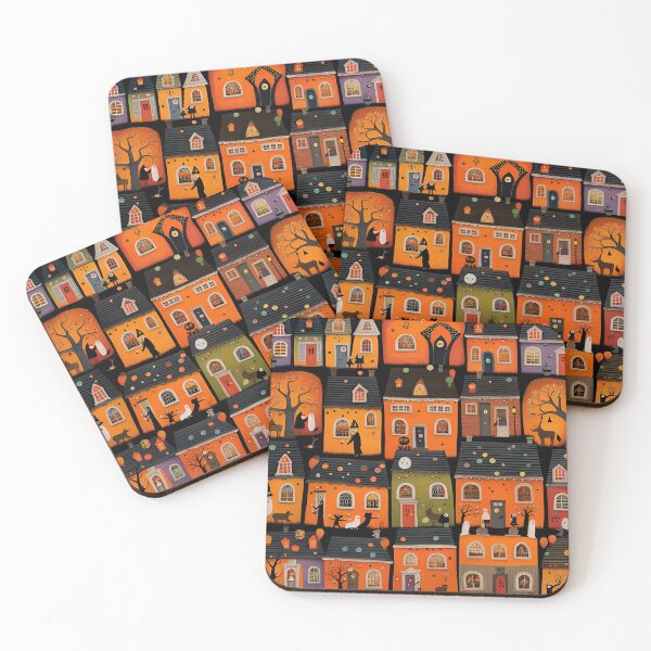 Item preview, Halloween in village,  American folk art 3 designed and sold by Gala-life1.