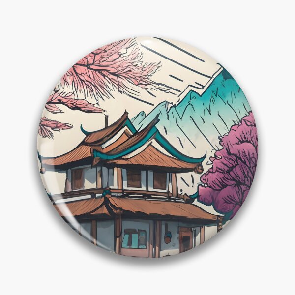 Item preview, Old Traditional Chinese house Siheyuan, minimalistic ink drawing designed and sold by Patricks-Art.
