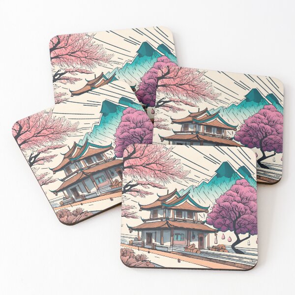 Item preview, Old Traditional Chinese house Siheyuan, minimalistic ink drawing designed and sold by Patricks-Art.