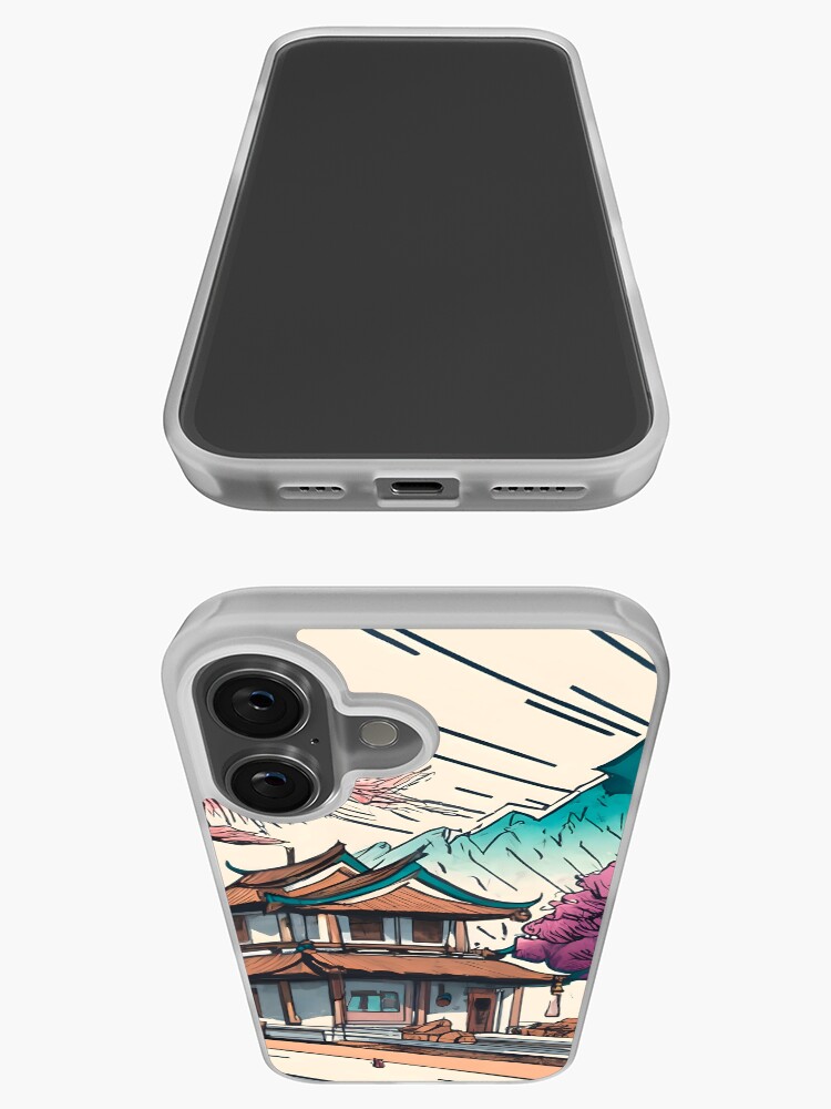 Thumbnail 3 of 5, iPhone Case, Old Traditional Chinese house Siheyuan, minimalistic ink drawing designed and sold by Patricks-Art.