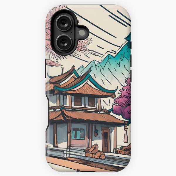 Item preview, Old Traditional Chinese house Siheyuan, minimalistic ink drawing designed and sold by Patricks-Art.