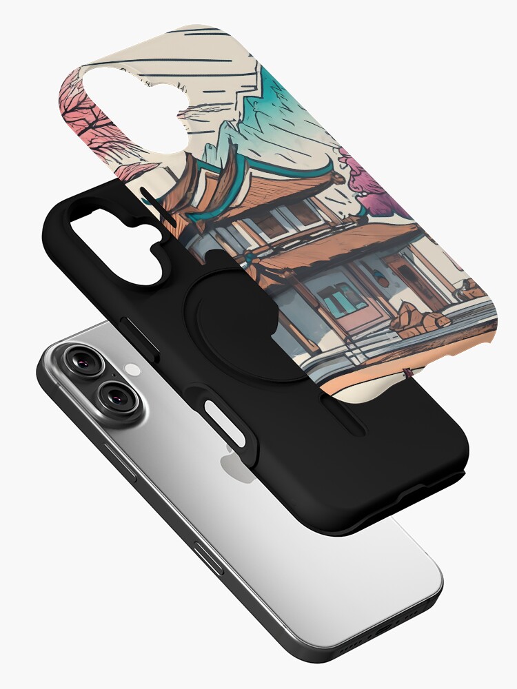 Thumbnail 2 of 4, iPhone Case, Old Traditional Chinese house Siheyuan, minimalistic ink drawing designed and sold by Patricks-Art.