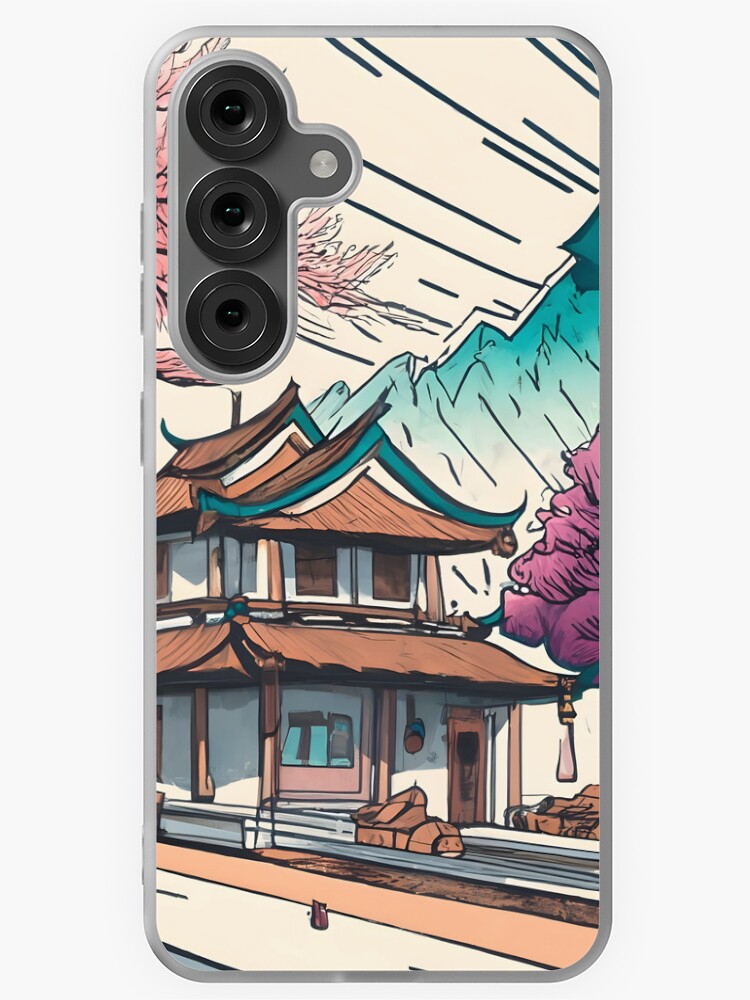 Thumbnail 1 of 4, Samsung Galaxy Phone Case, Old Traditional Chinese house Siheyuan, minimalistic ink drawing designed and sold by Patricks-Art.