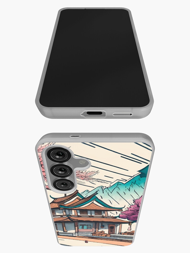 Thumbnail 3 of 4, Samsung Galaxy Phone Case, Old Traditional Chinese house Siheyuan, minimalistic ink drawing designed and sold by Patricks-Art.
