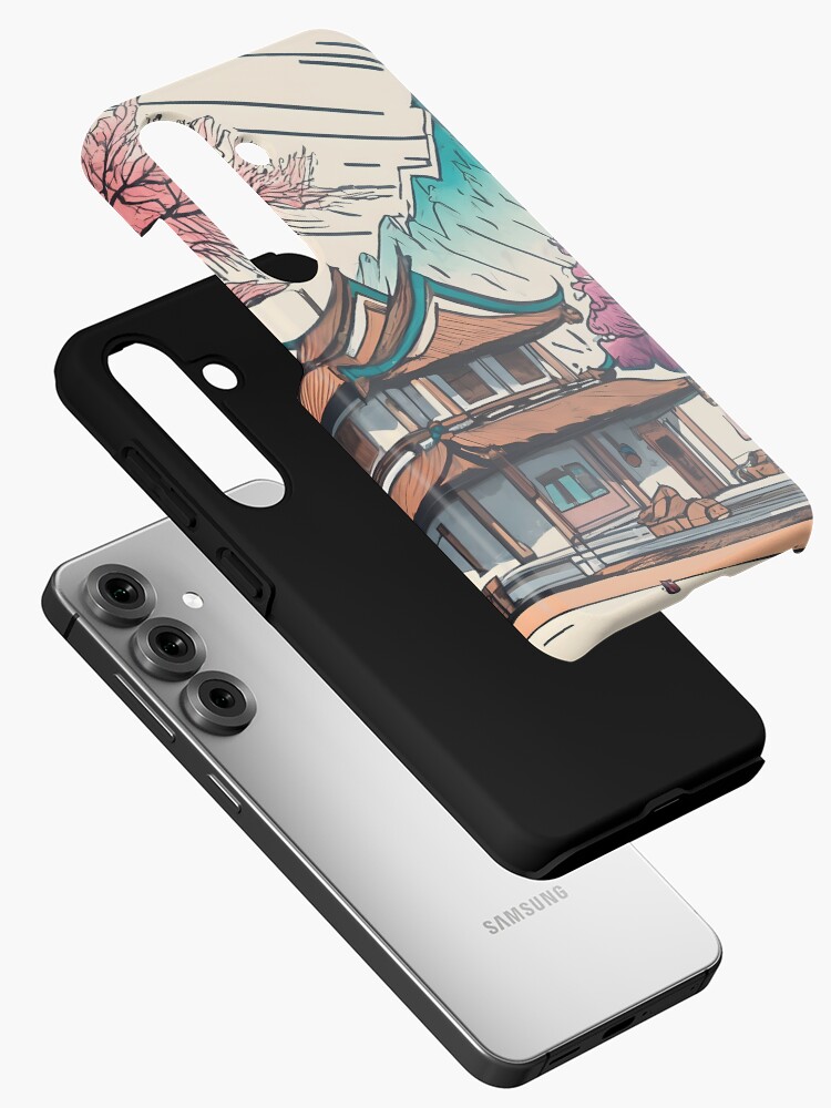 Thumbnail 2 of 4, Samsung Galaxy Phone Case, Old Traditional Chinese house Siheyuan, minimalistic ink drawing designed and sold by Patricks-Art.