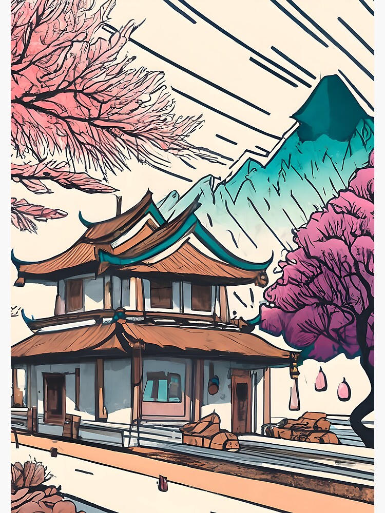 Thumbnail 3 of 3, Journal, Old Traditional Chinese house Siheyuan, minimalistic ink drawing designed and sold by Patricks-Art.
