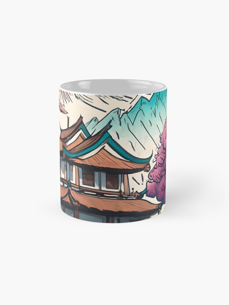 Thumbnail 4 of 6, Coffee Mug, Old Traditional Chinese house Siheyuan, minimalistic ink drawing designed and sold by Patricks-Art.