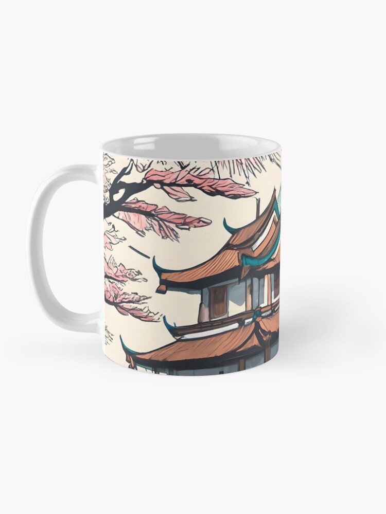 Thumbnail 3 of 6, Coffee Mug, Old Traditional Chinese house Siheyuan, minimalistic ink drawing designed and sold by Patricks-Art.