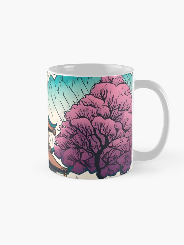 Thumbnail 5 of 6, Coffee Mug, Old Traditional Chinese house Siheyuan, minimalistic ink drawing designed and sold by Patricks-Art.