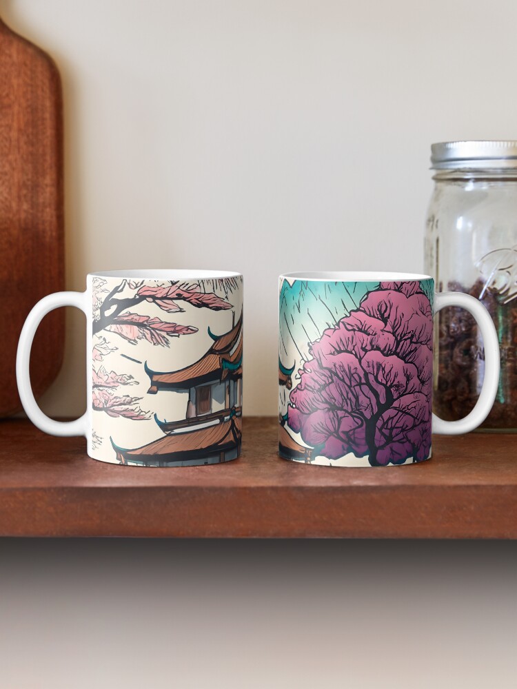 Thumbnail 2 of 6, Coffee Mug, Old Traditional Chinese house Siheyuan, minimalistic ink drawing designed and sold by Patricks-Art.