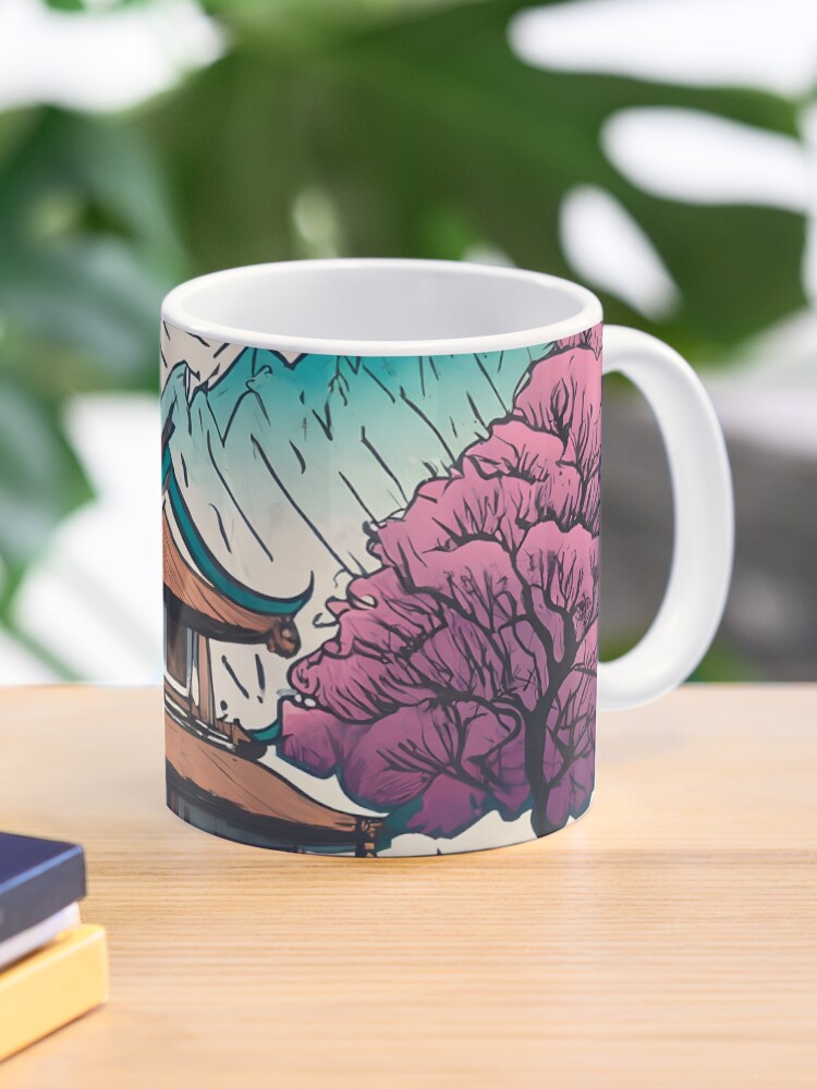Thumbnail 1 of 6, Coffee Mug, Old Traditional Chinese house Siheyuan, minimalistic ink drawing designed and sold by Patricks-Art.