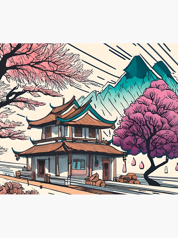 Thumbnail 5 of 5, Mouse Pad, Old Traditional Chinese house Siheyuan, minimalistic ink drawing designed and sold by Patricks-Art.