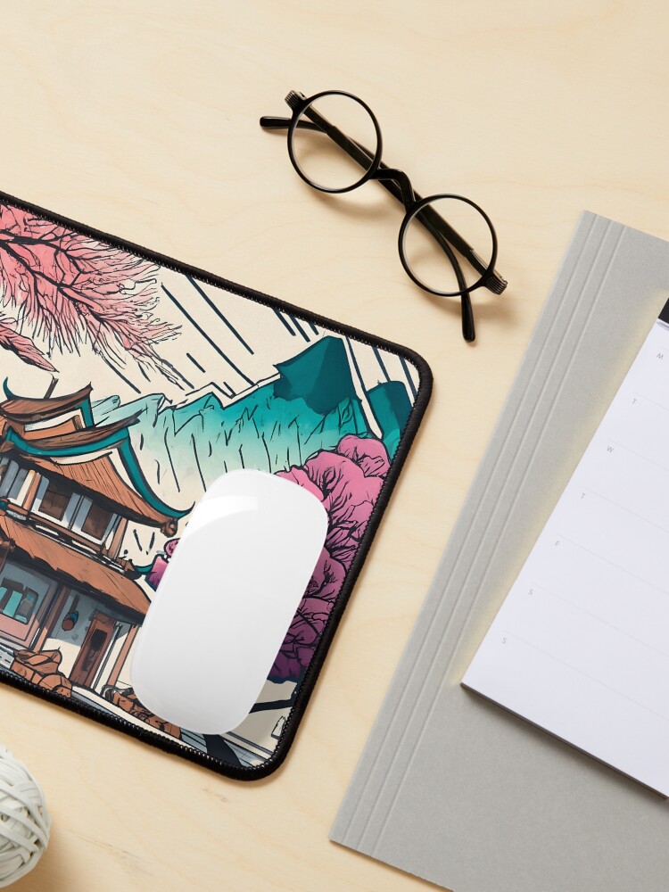 Thumbnail 3 of 5, Mouse Pad, Old Traditional Chinese house Siheyuan, minimalistic ink drawing designed and sold by Patricks-Art.