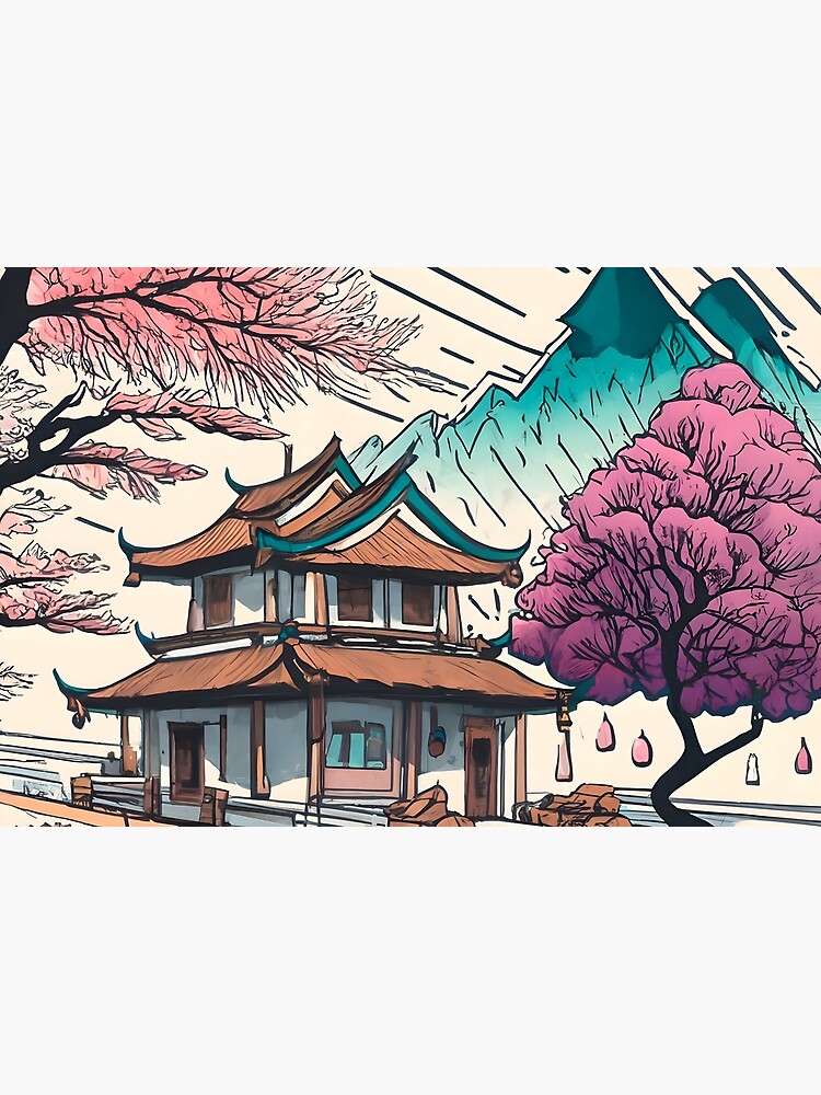 Thumbnail 3 of 3, Journal, Old Traditional Chinese house Siheyuan, minimalistic ink drawing designed and sold by Patricks-Art.