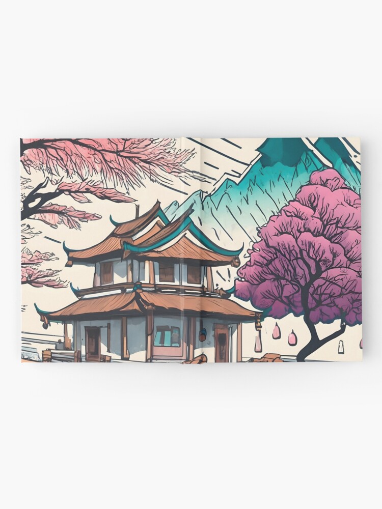 Thumbnail 2 of 3, Journal, Old Traditional Chinese house Siheyuan, minimalistic ink drawing designed and sold by Patricks-Art.