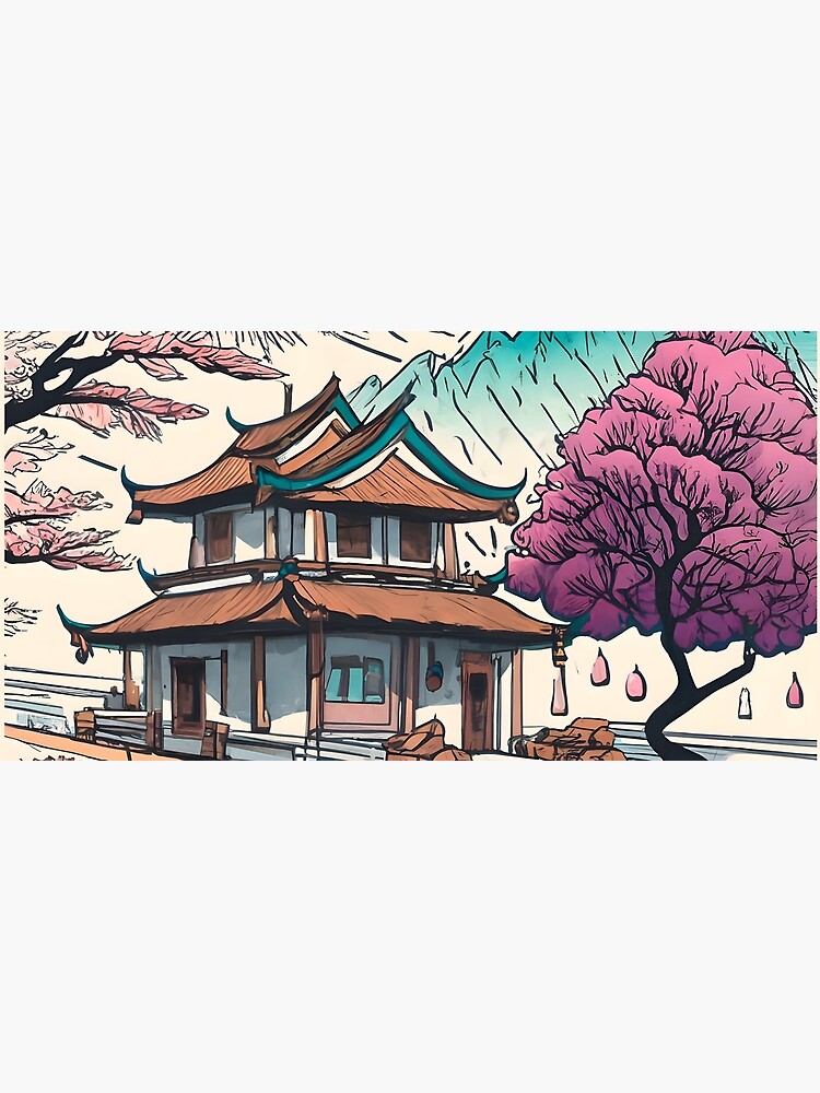 Thumbnail 5 of 5, Mouse Pad, Old Traditional Chinese house Siheyuan, minimalistic ink drawing designed and sold by Patricks-Art.