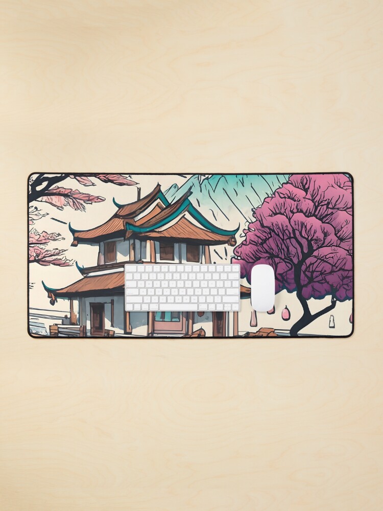 Thumbnail 1 of 5, Mouse Pad, Old Traditional Chinese house Siheyuan, minimalistic ink drawing designed and sold by Patricks-Art.