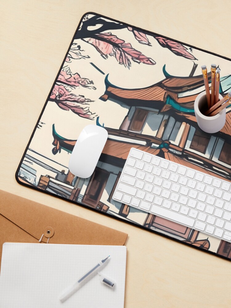 Thumbnail 3 of 5, Mouse Pad, Old Traditional Chinese house Siheyuan, minimalistic ink drawing designed and sold by Patricks-Art.